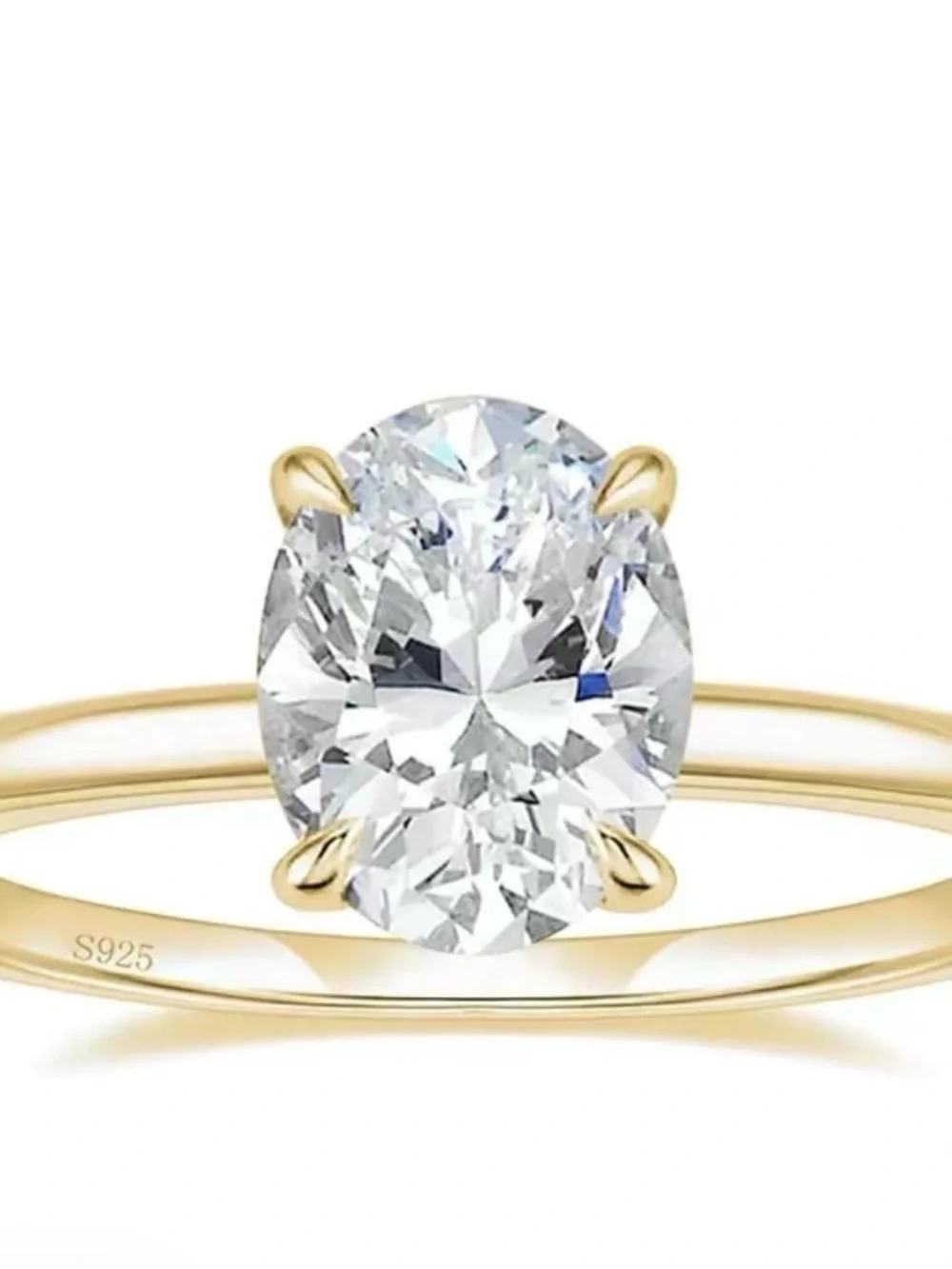 Gold Cubic Zirconia Oval Solitaire and Eternity Band Set - Gold - Picture 7 of 9